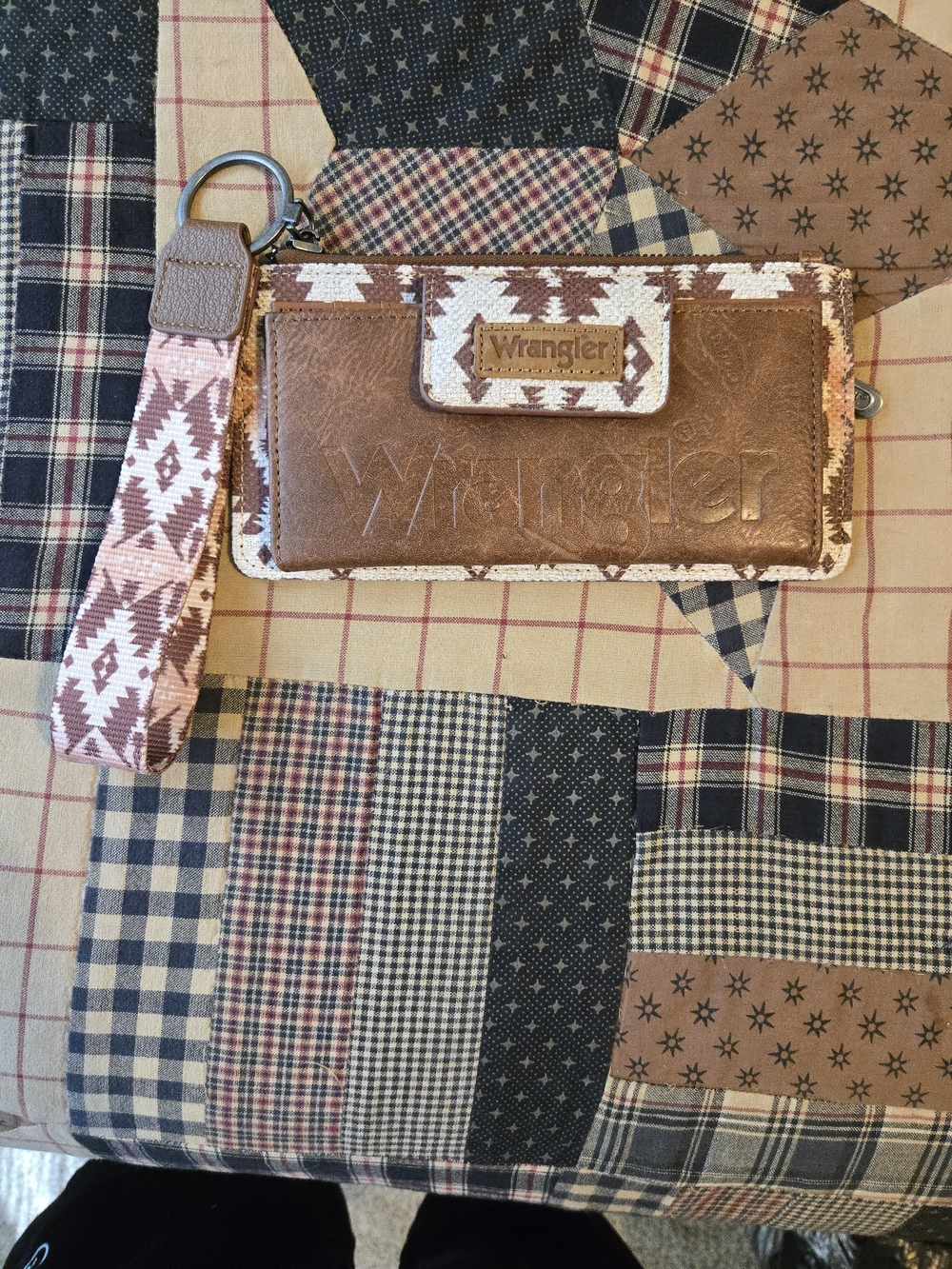 Wrangler Brown & Pink Aztec Wristlet Wallet